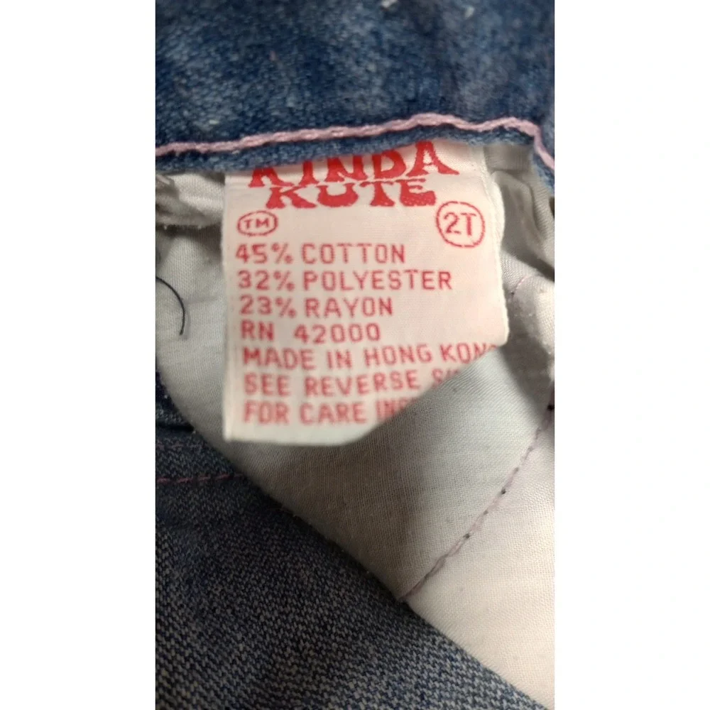 Vintage 80s Girls Embroidered Jeans Balloons Kinda Kute 2T Pink Purple Blue VGUC